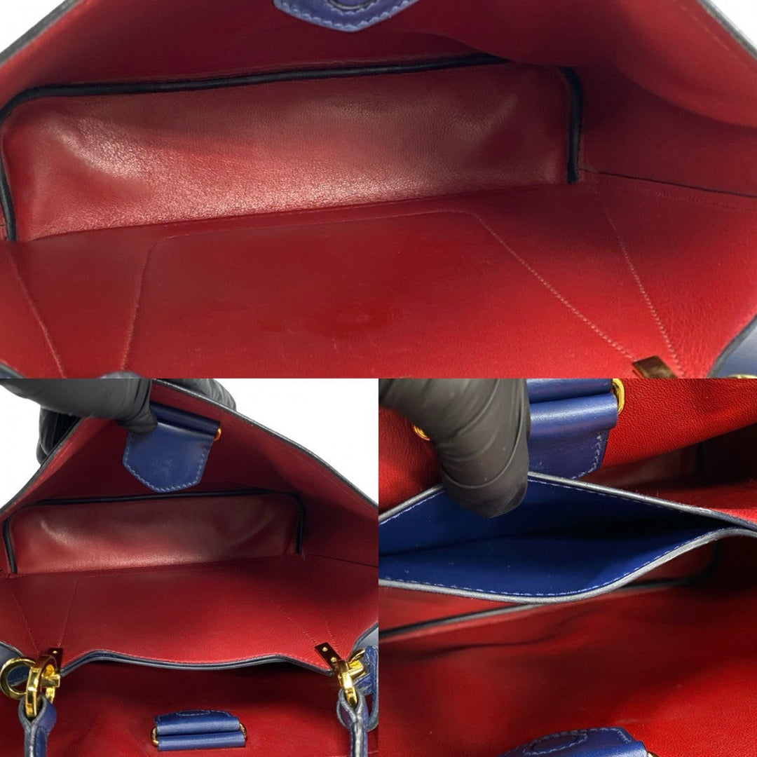 PRADA Shoulder Bag leather blue Panniers