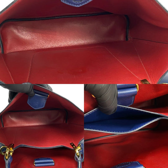 PRADA Shoulder Bag leather blue Panniers