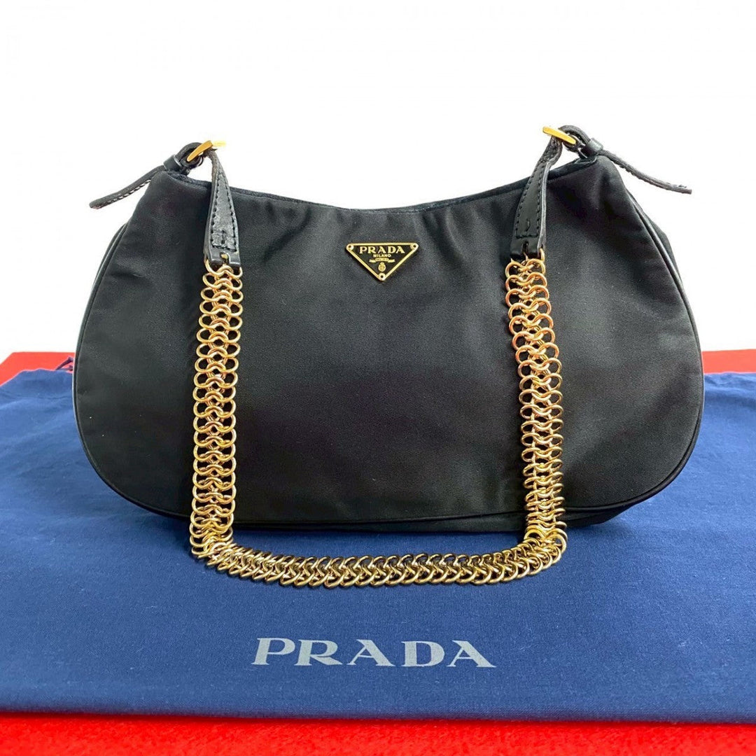 PRADA Tote Bag leather black