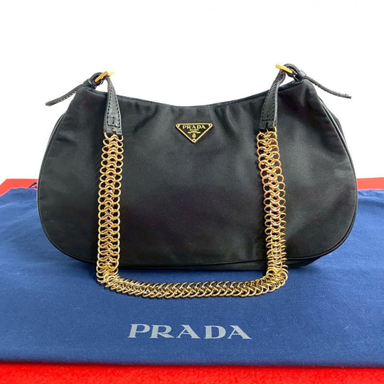 PRADA Tote Bag leather black