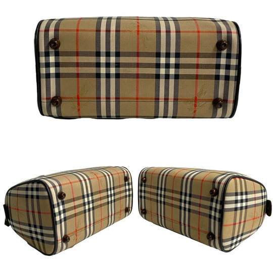 BURBERRY Mini Boston Duffel bag leather Brown shadow horse Nova Check