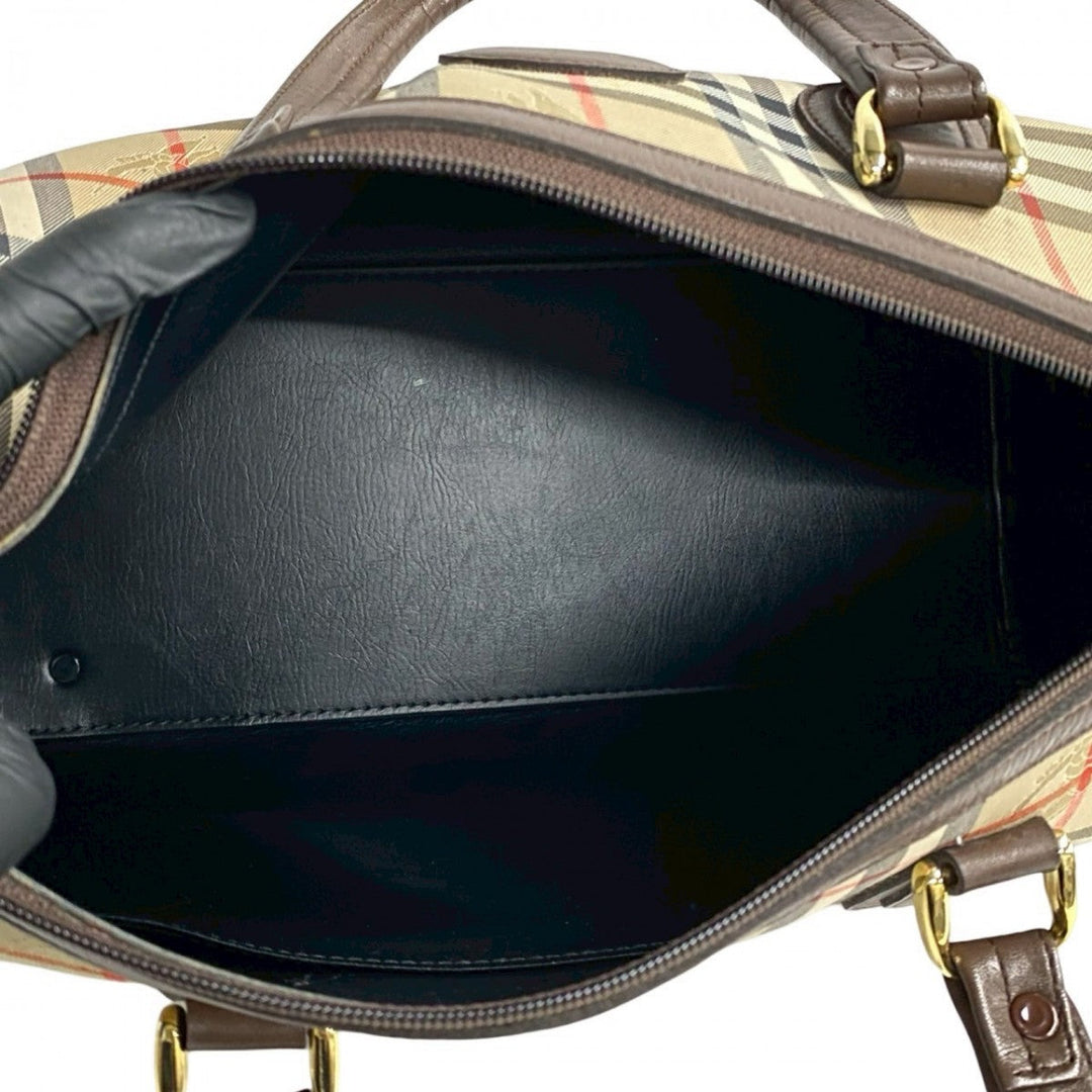 BURBERRY Mini Boston Duffel bag leather Brown shadow horse Nova Check