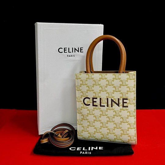 CELINE Shoulder Bag leather white Vertical hippopotamus