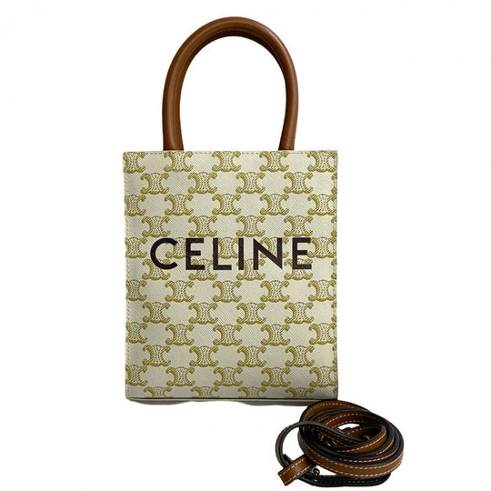 CELINE Shoulder Bag leather white Vertical hippopotamus