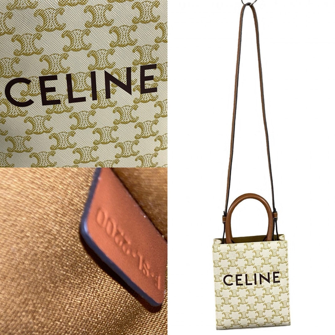 CELINE Shoulder Bag leather white Vertical hippopotamus