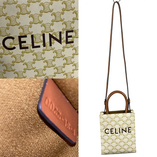 CELINE Shoulder Bag leather white Vertical hippopotamus