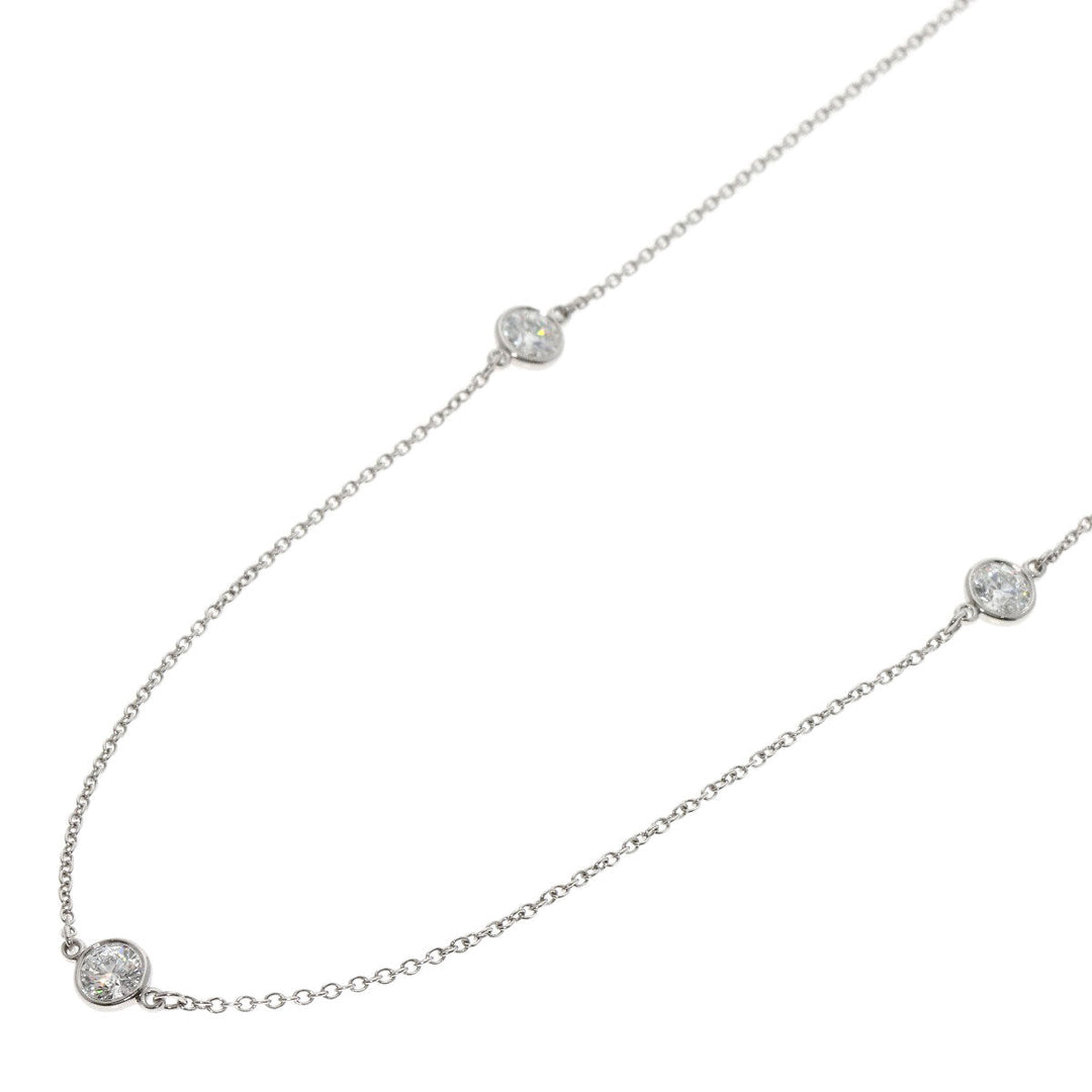 TIFFANY&Co. Necklace PT950 Silver By the Yard 5P Diamond