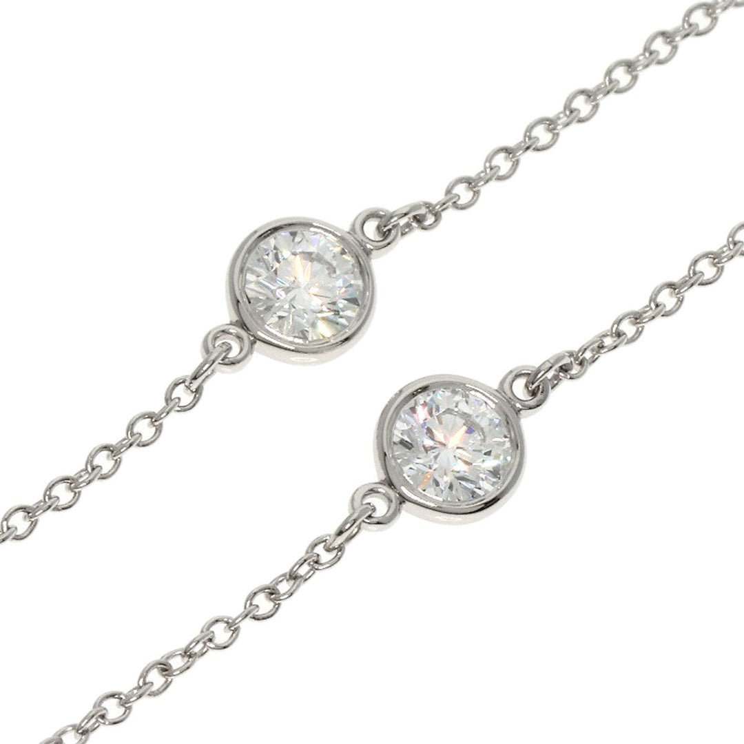 TIFFANY&Co. Necklace PT950 Silver By the Yard 5P Diamond