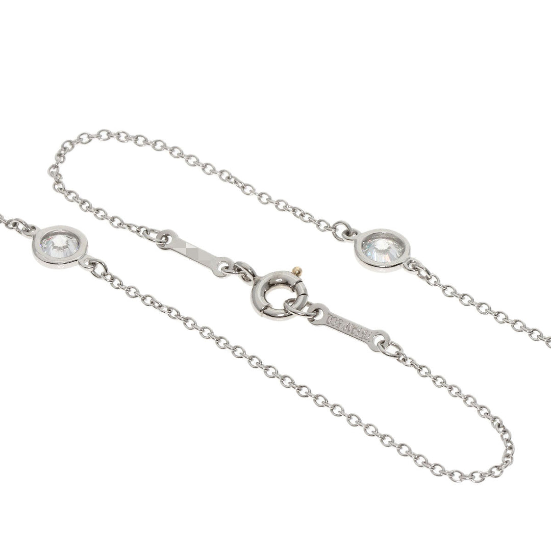 TIFFANY&Co. Necklace PT950 Silver By the Yard 5P Diamond