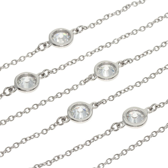 TIFFANY&Co. Necklace PT950 Silver By the Yard 5P Diamond