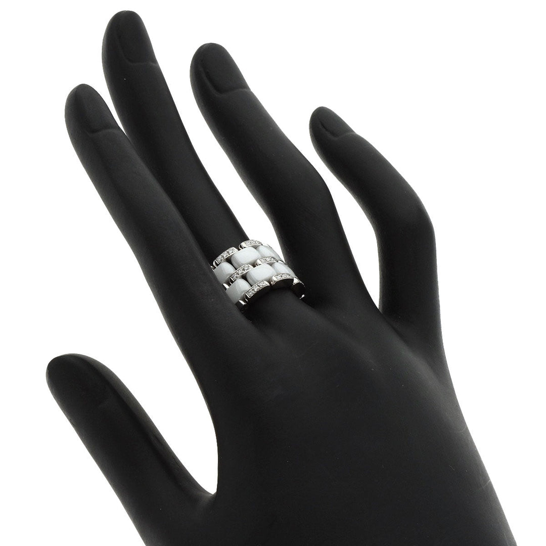 CHANEL Ring K18WG Silver Ultra Ring Large Diamond #60 Women Used Authentic