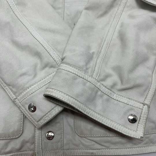 GUCCI Jacket leather white apparel punching mens 50 Used Authentic