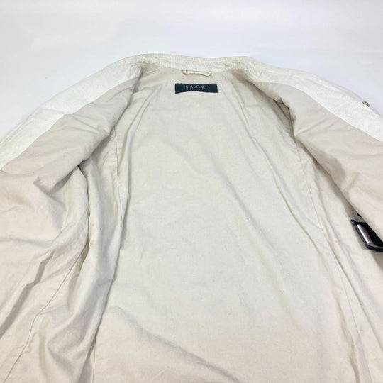 GUCCI Jacket leather white apparel punching mens 50 Used Authentic