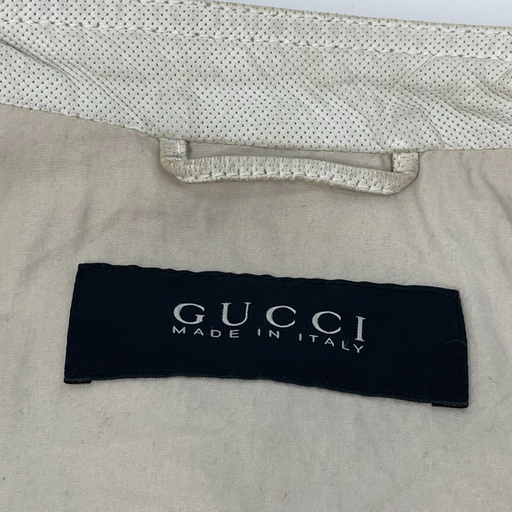 GUCCI Jacket leather white apparel punching mens 50 Used Authentic