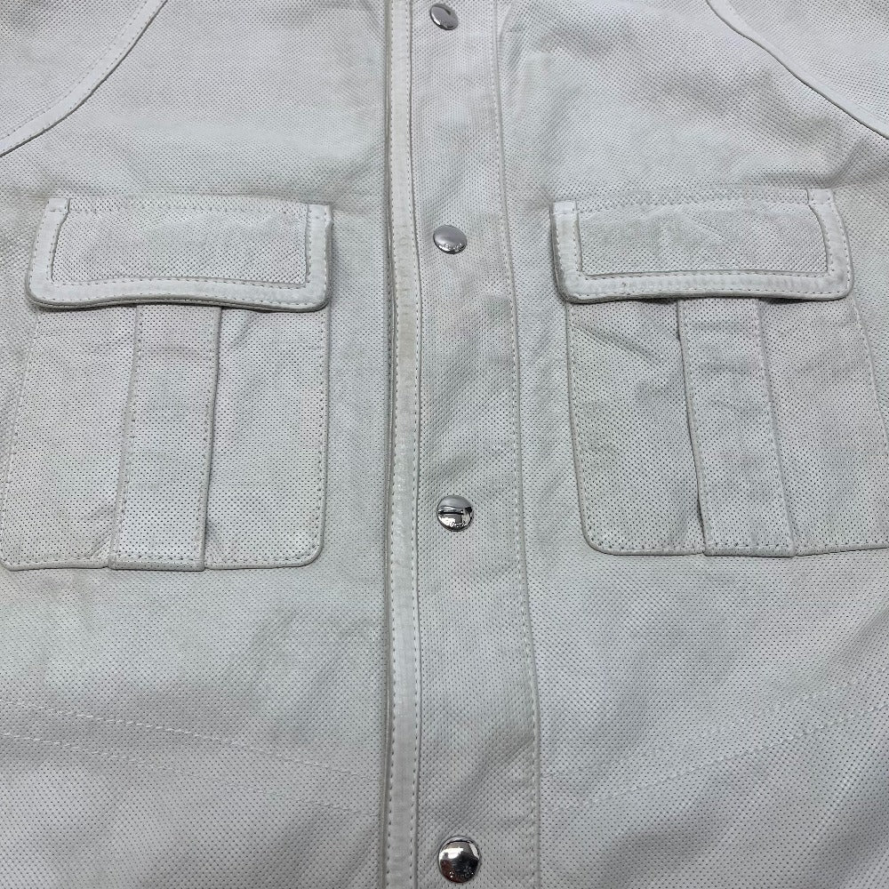 GUCCI Jacket leather white apparel punching mens 50 Used Authentic