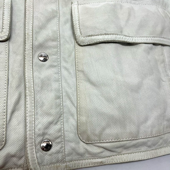GUCCI Jacket leather white apparel punching mens 50 Used Authentic