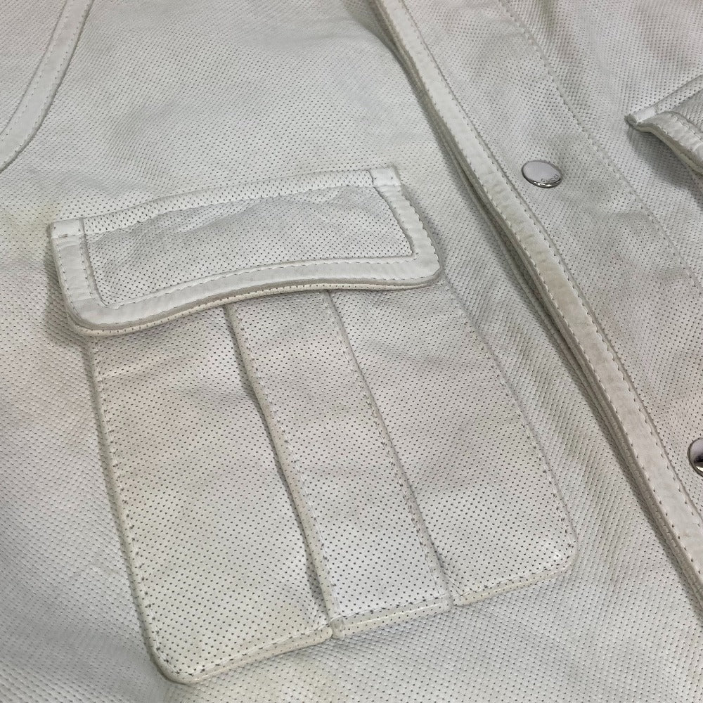 GUCCI Jacket leather white apparel punching mens 50 Used Authentic