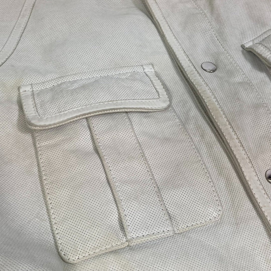 GUCCI Jacket leather white apparel punching mens 50 Used Authentic