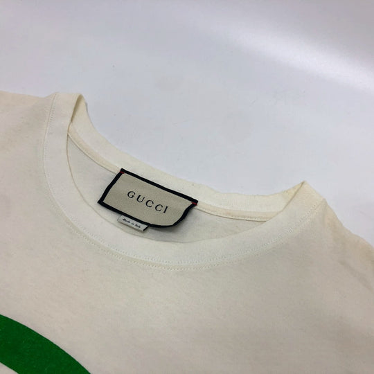 GUCCI Short sleeve T-shirt IT28SBNW4TCH cotton white Interlocking GG print mens XS Used Authentic