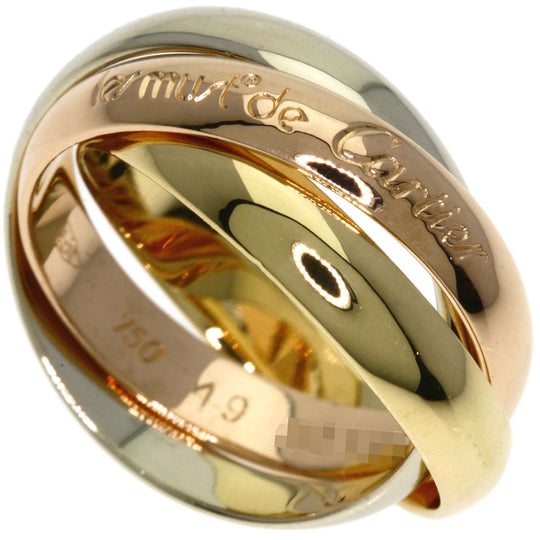 CARTIER Ring K18YG , K18WG , K18PG gold Trinity #49 Women Used Authentic