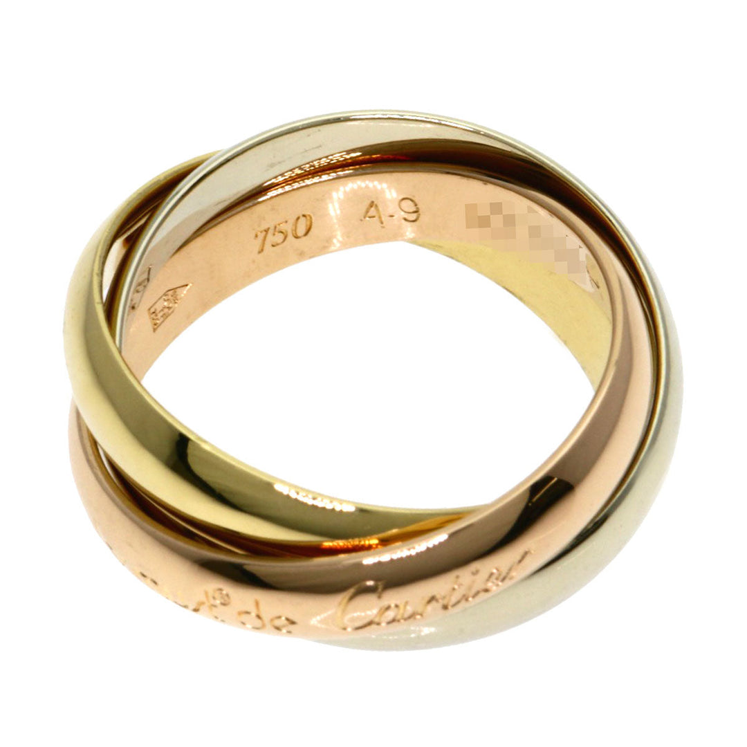 CARTIER Ring K18YG , K18WG , K18PG gold Trinity #49 Women Used Authentic