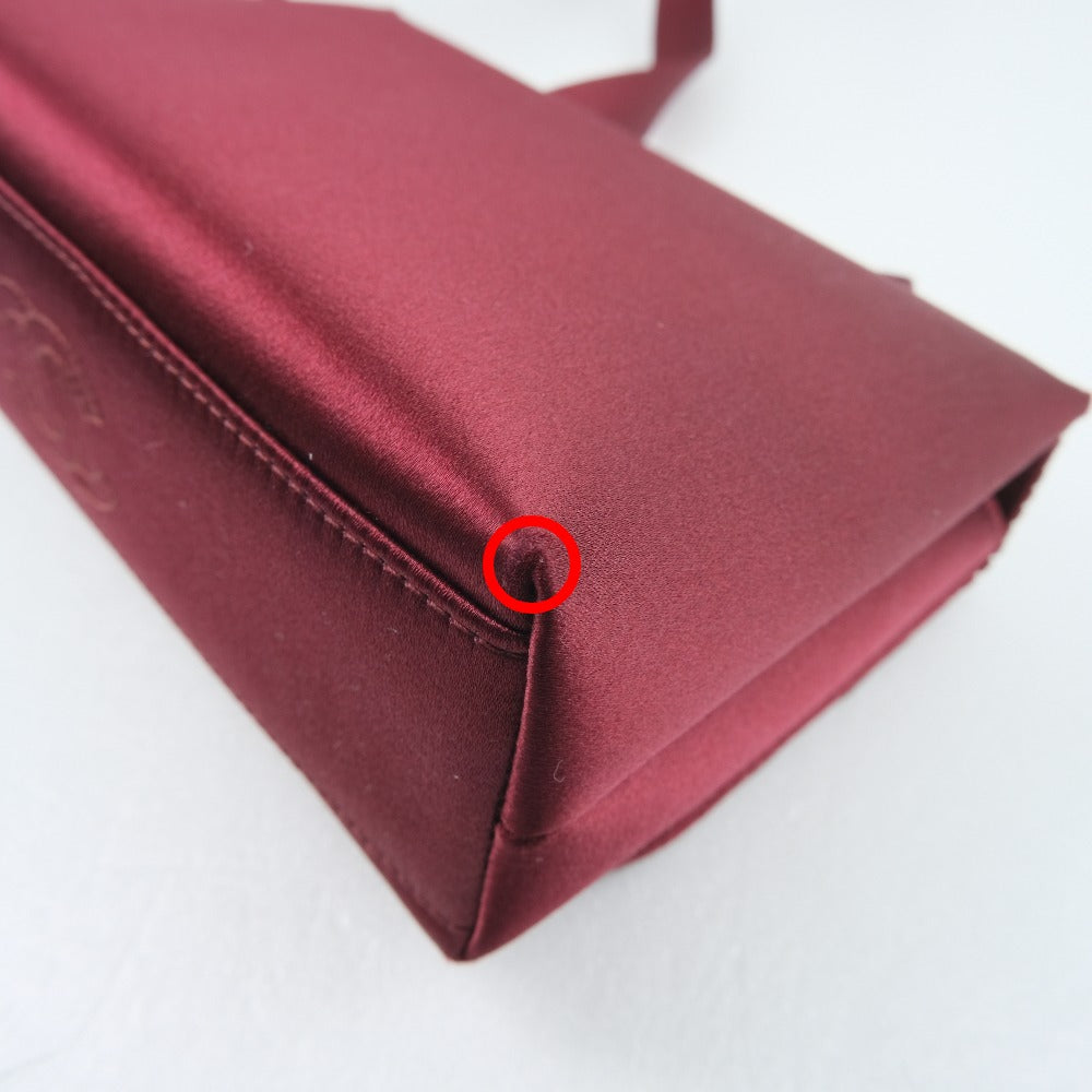 CHANEL Shoulder Bag Satin, Rhinestone Bordeaux COCO Mark Party bag Women Used Authentic