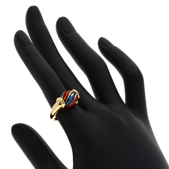 GUCCI Ring 18K Yellow Gold gold enamel Women Used Authentic