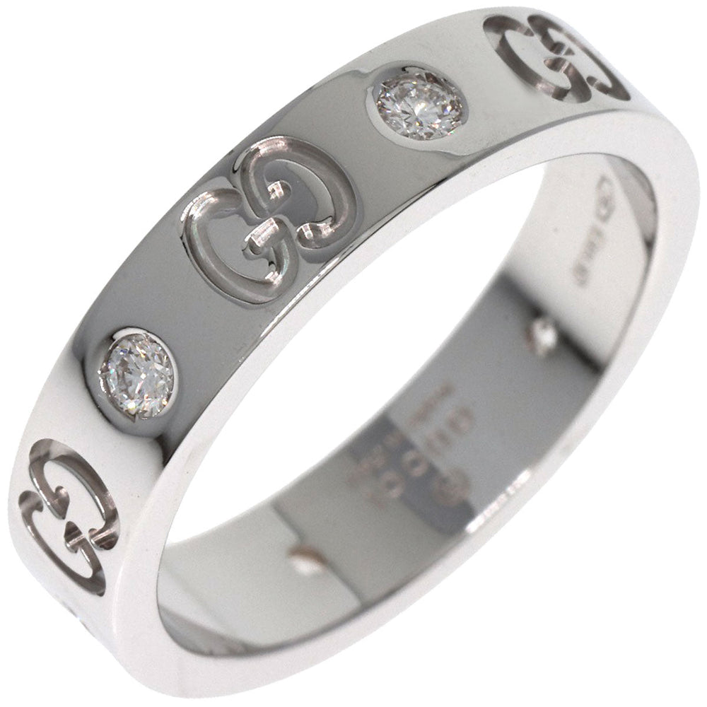 GUCCI Ring K18WG Silver Icon 6P Diamond #11 Women Used Authentic