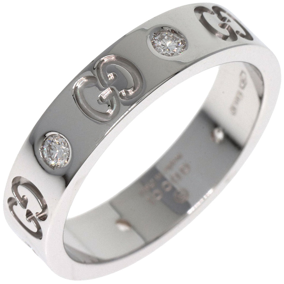 GUCCI Ring K18WG Silver Icon 6P Diamond #11 Women Used Authentic