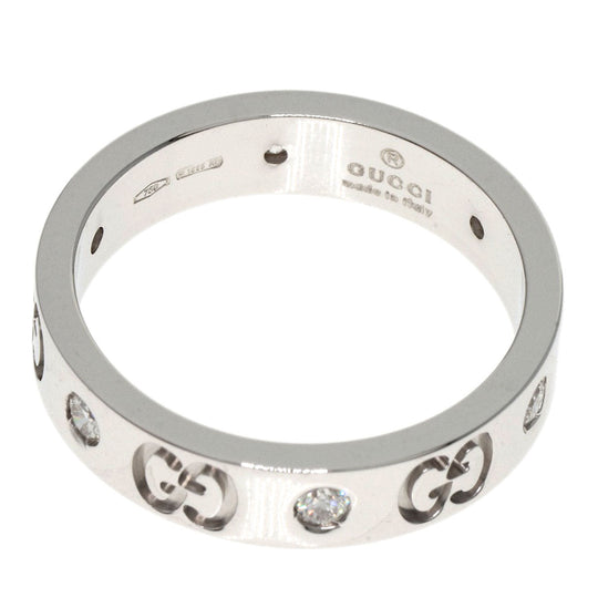 GUCCI Ring K18WG Silver Icon 6P Diamond #11 Women Used Authentic