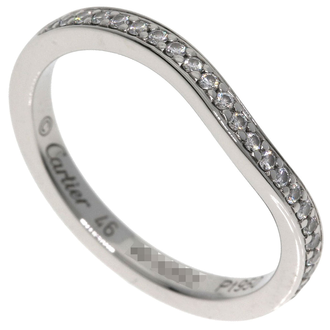 CARTIER Ring PT950 Silver Ballerina Curve Half Eternity Diamond #46