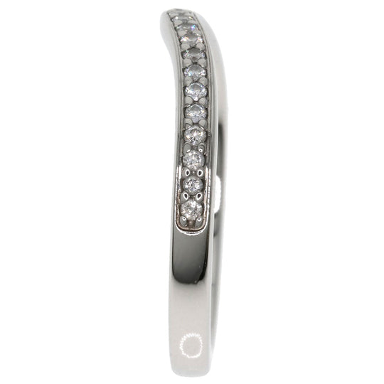 CARTIER Ring PT950 Silver Ballerina Curve Half Eternity Diamond #46