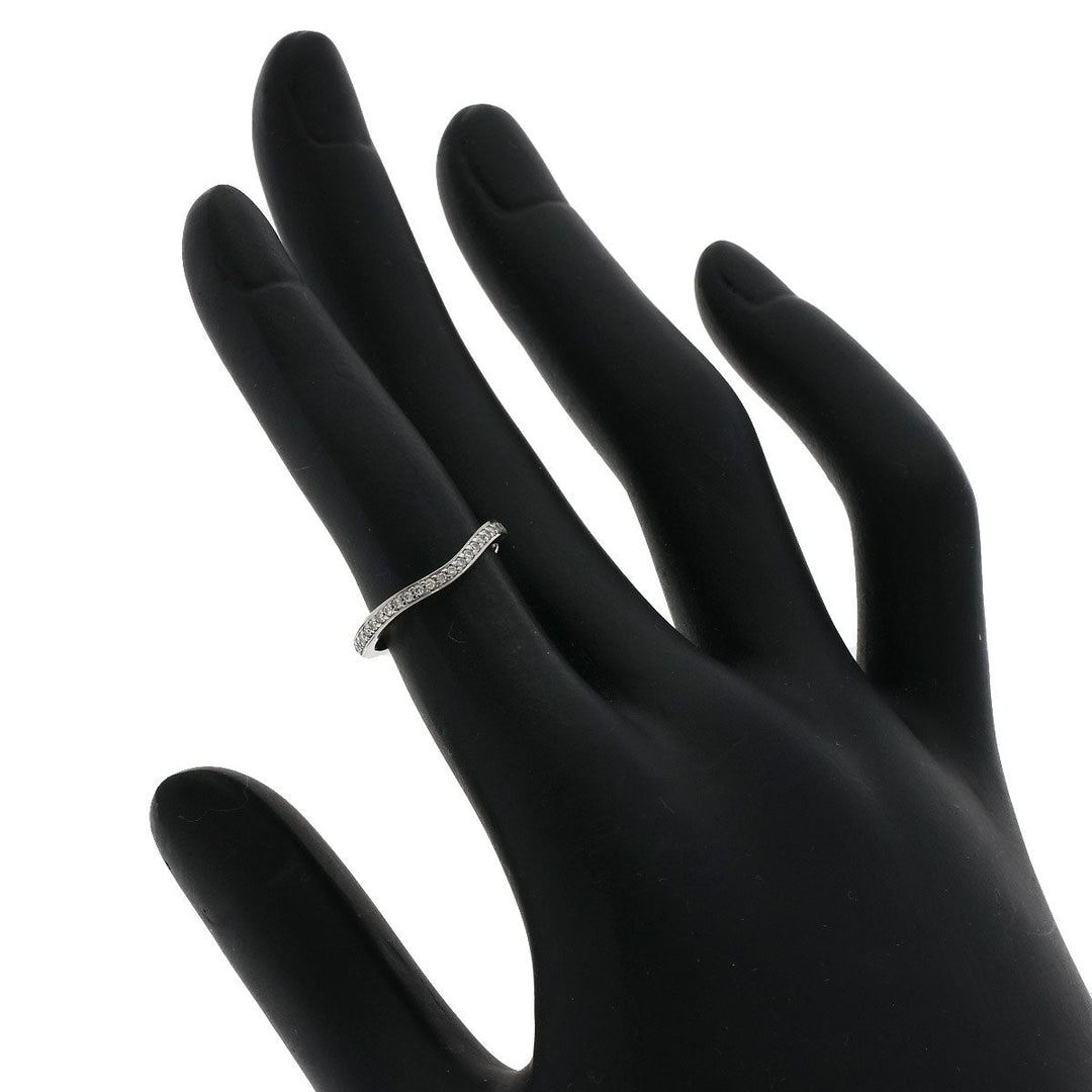 CARTIER Ring PT950 Silver Ballerina Curve Half Eternity Diamond #46