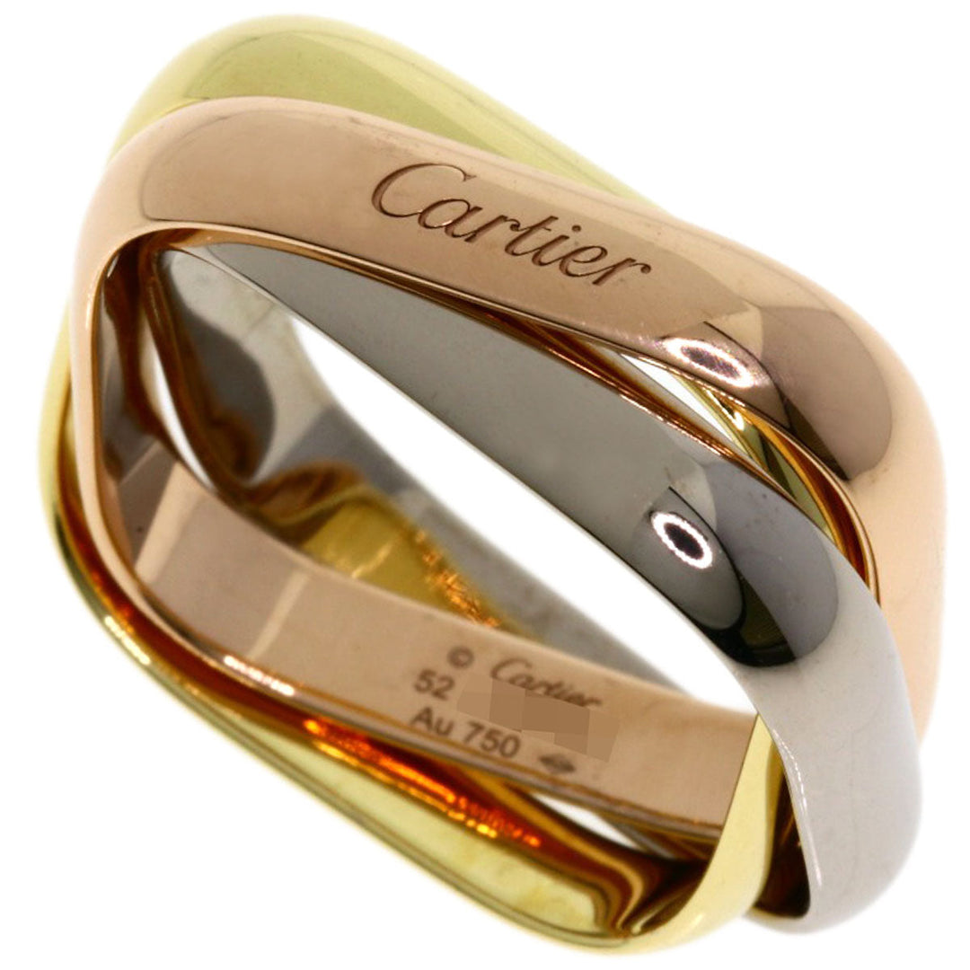 CARTIER Ring K18YG , K18WG , K18PG gold Trinity Cushion Ring Classic Model #52 Women Used Authentic