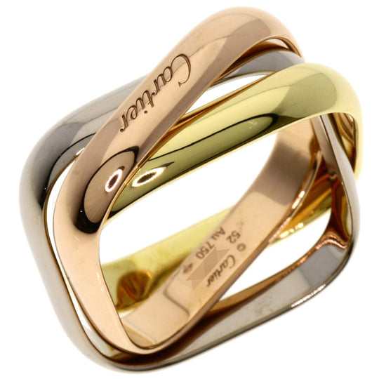 CARTIER Ring K18YG , K18WG , K18PG gold Trinity Cushion Ring Classic Model #52 Women Used Authentic