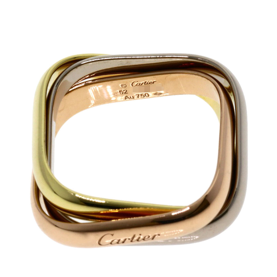 CARTIER Ring K18YG , K18WG , K18PG gold Trinity Cushion Ring Classic Model #52 Women Used Authentic