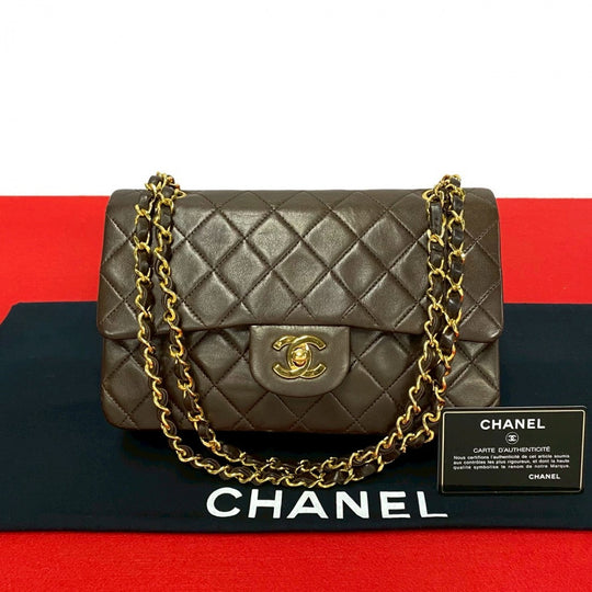 CHANEL Shoulder Bag lambskin Brown Matrasse