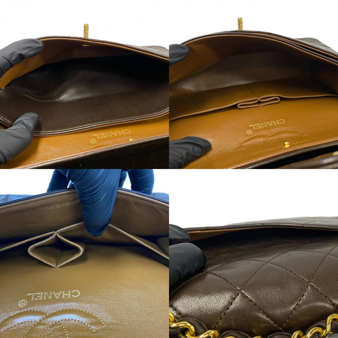 CHANEL Shoulder Bag lambskin Brown Matrasse