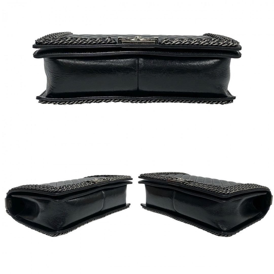 CHANEL Shoulder Bag leather black Boy chanel