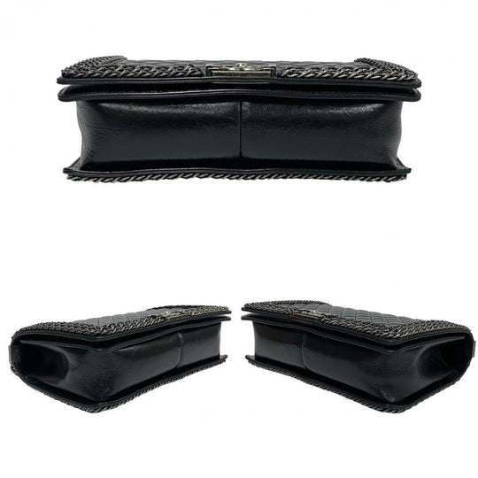 CHANEL Shoulder Bag leather black Boy chanel