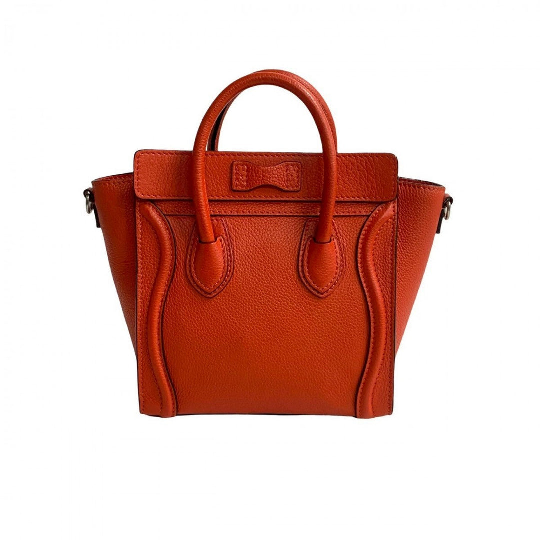 CELINE Shoulder Bag leather Orange Luggage Nano Shopper