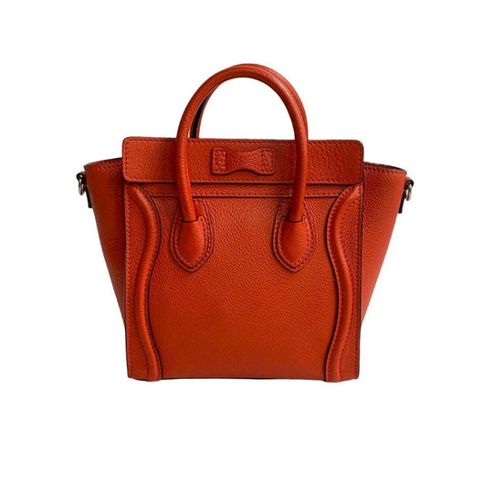 CELINE Shoulder Bag leather Orange Luggage Nano Shopper
