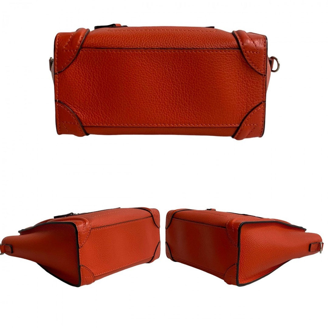 CELINE Shoulder Bag leather Orange Luggage Nano Shopper