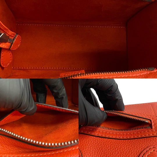 CELINE Shoulder Bag leather Orange Luggage Nano Shopper