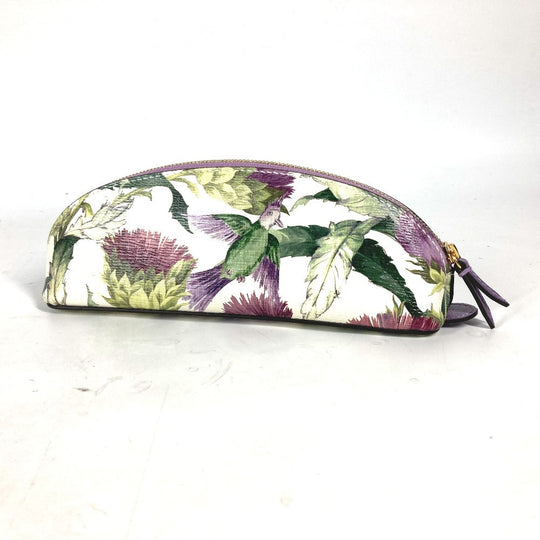 GUCCI pencil case 662130 leather purple Tian Flora Print Women Used Authentic