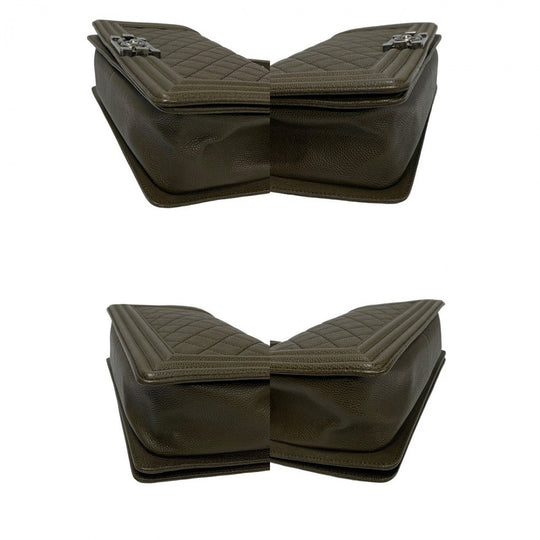 CHANEL Shoulder Bag leather khaki Boy chanel