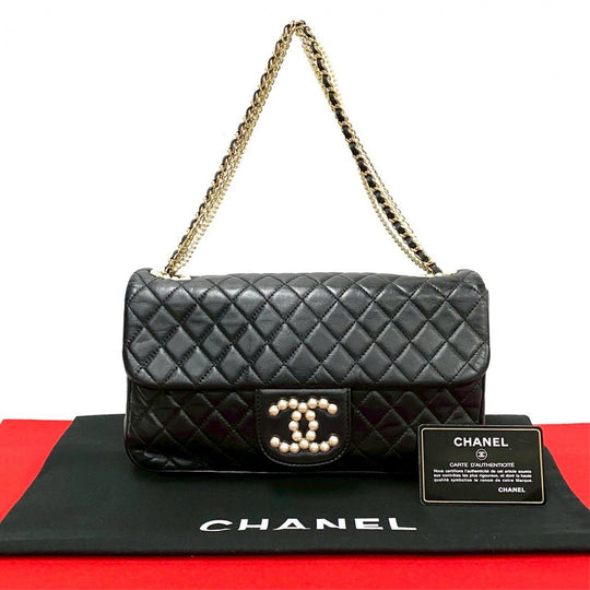 CHANEL Shoulder Bag Fake pearl black Matrasse Westminster
