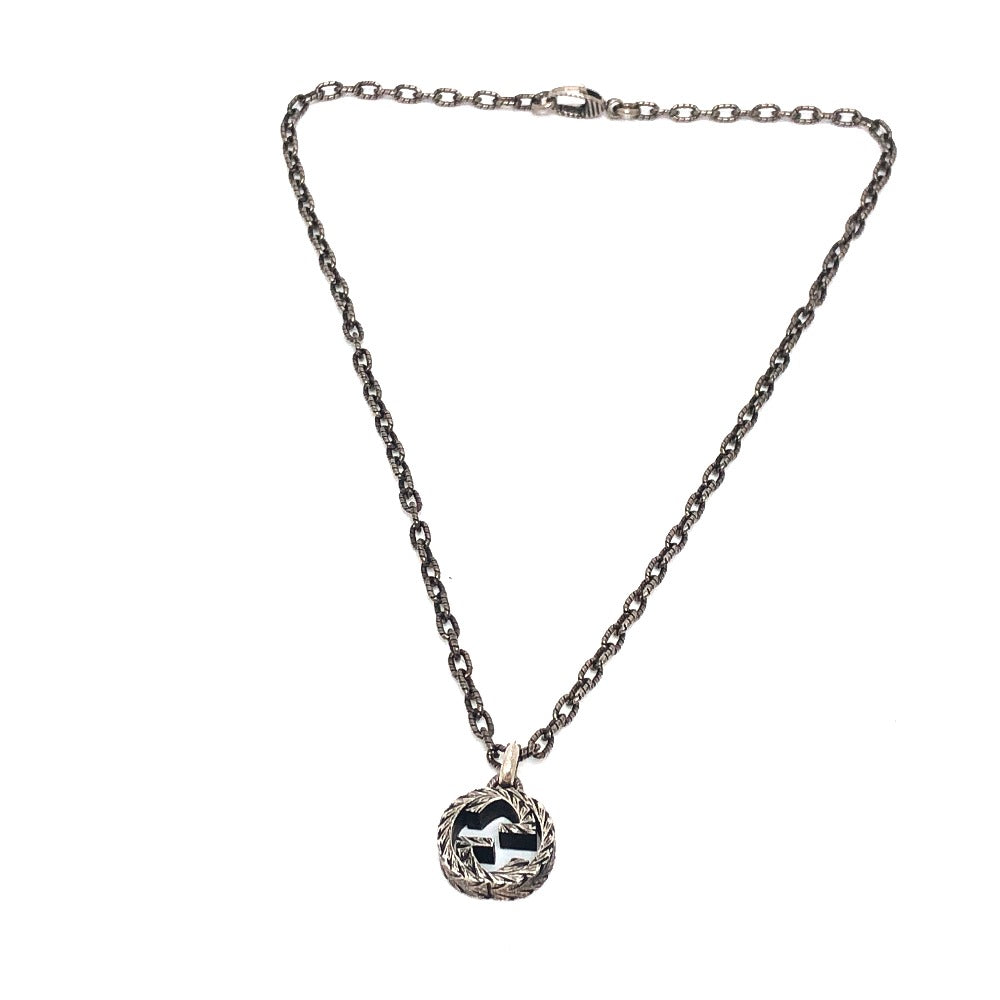 GUCCI Necklace AG925 Silver Interlocking G mens Used Authentic