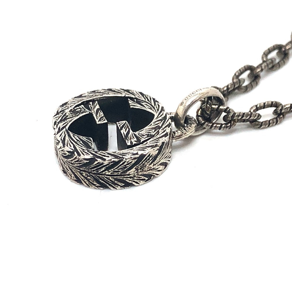 GUCCI Necklace AG925 Silver Interlocking G mens Used Authentic