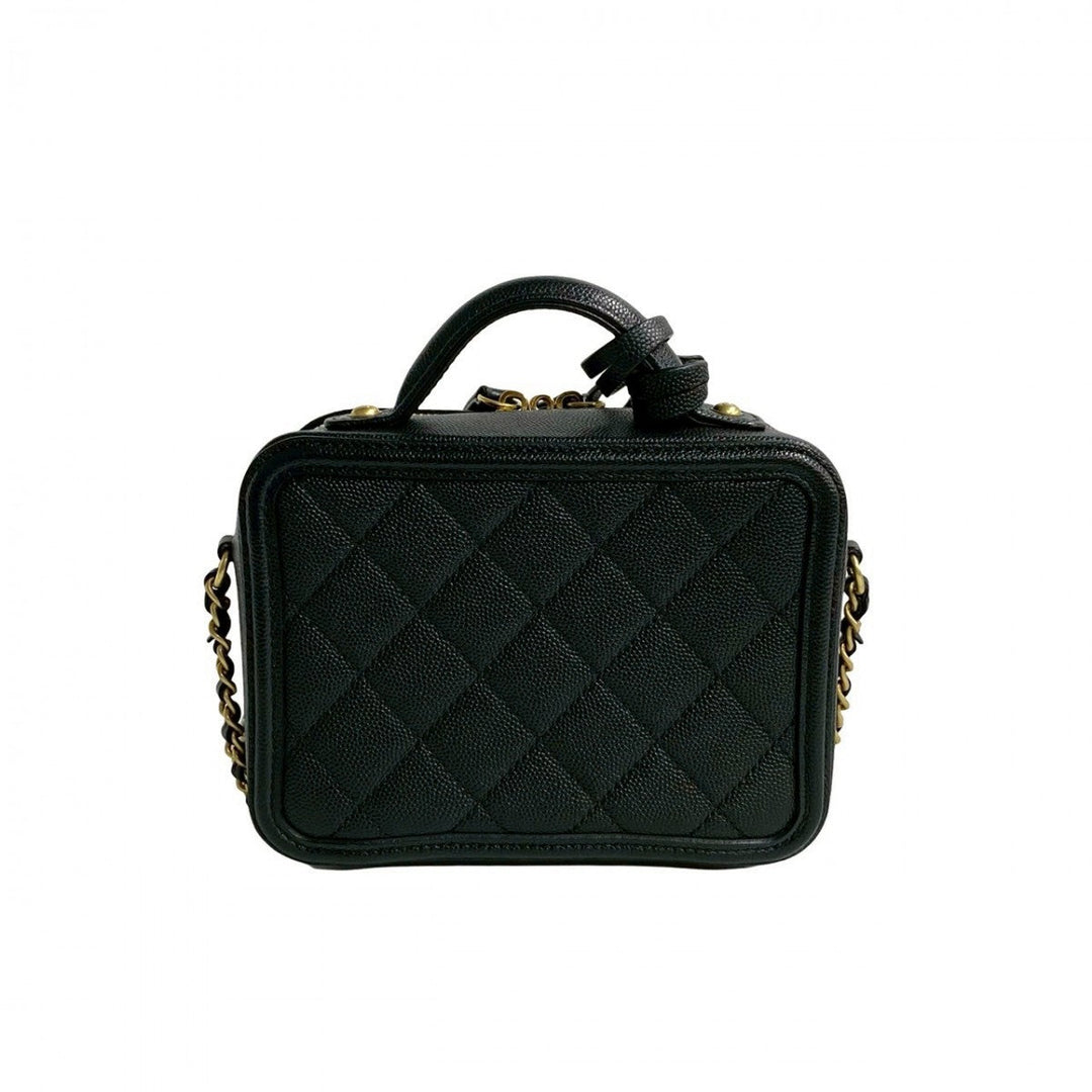 CHANEL Shoulder Bag Matt caviar skin black CC Figley